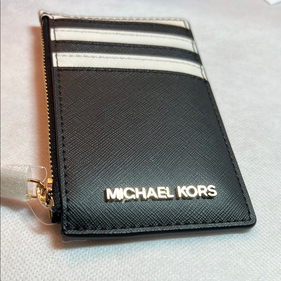 Michael Kors Black and Ivory Card Holder - Picture 1 of 2